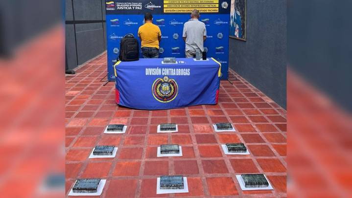 Detienen en Táchira a dos ciudadanos colombianos con más de 10 kg de presunta cocaína