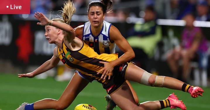 North Melbourne Kangaroos vs Hawthorn Hawks LIVE: Follow AFLW finals week 1 qualifying final scores, results, odds, squads and start time from Ikon Park in Carlton