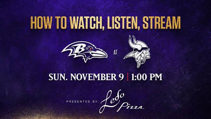 How to Watch, Listen, Live Stream Ravens vs. Vikings, Week 10