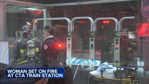 1 in custody after woman set on fire on CTA Blue Line train near Clark and Lake station in Loop, Chicago police say