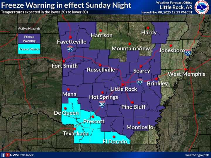 Freeze Watch in effect Sunday night for Hope
