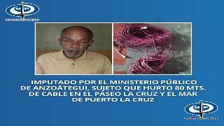 Capturado sujeto y presentado ante el Ministerio Público por robo de cables en el Paseo de la Cruz y el Mar de Puerto La Cruz