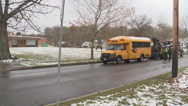 Child fatally injured after being struck by school bus at elementary school in Jamestown