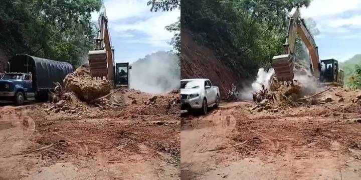 Paso restablecido: remueven roca que incomunicaba vía Ataco