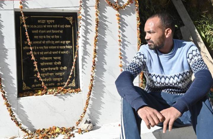 Mandi resident, who lost five of family to flashflood, has only a stone for company