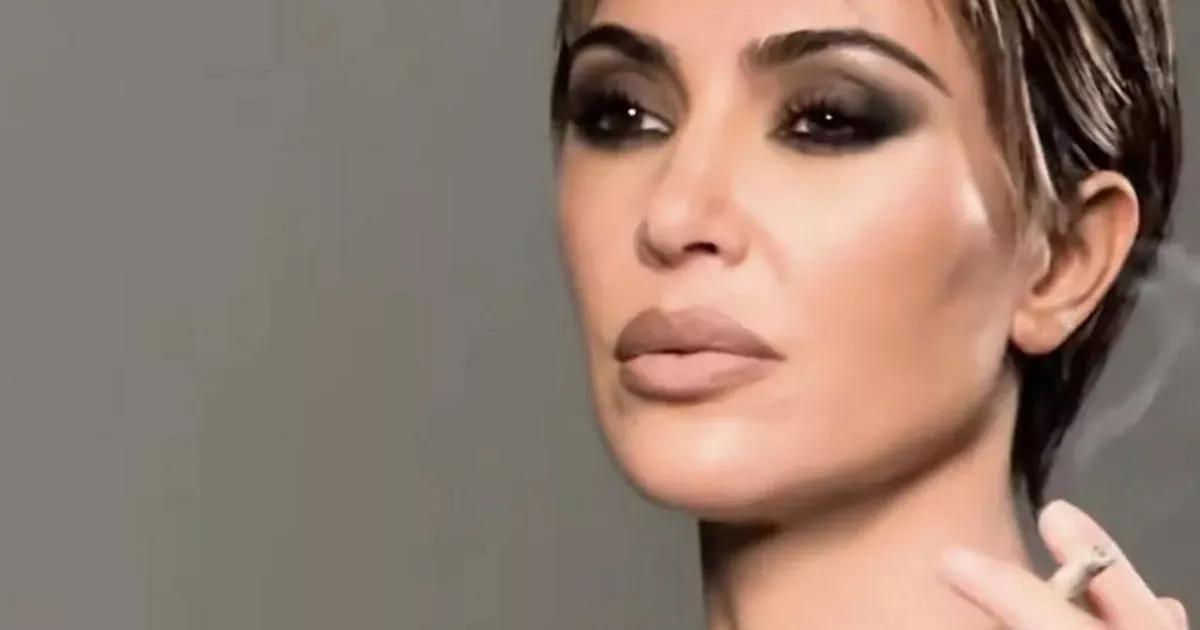Kim Kardashian unrecognisable with bare painted boobs and hardly any hair