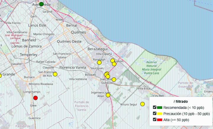 Alerta en Varela y Berazategui por la presencia de arsénico en el agua