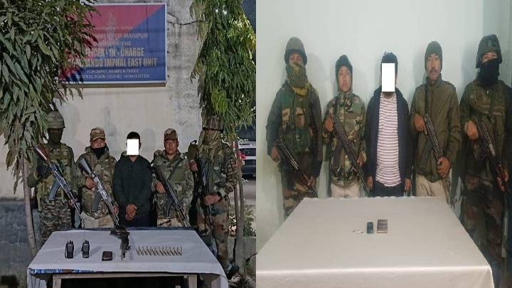 Security forces arrest two cadres in Manipur, recover weapons and communication devices