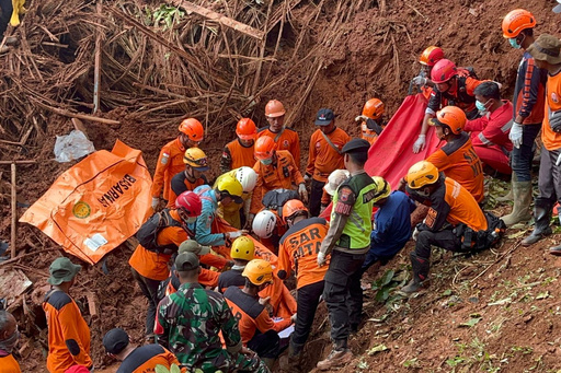 Indonesian rescuers search for nearly three dozen people after landslides killed at least 18 people