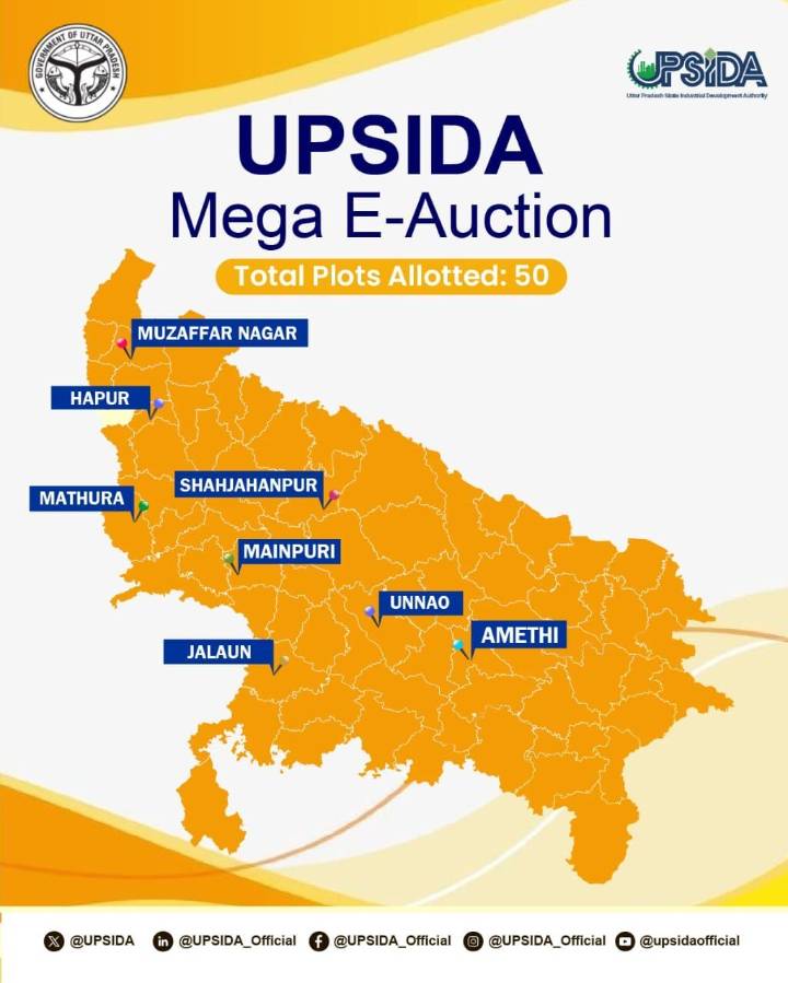 Growing Investor Confidence in Uttar Pradesh – UPSIDA’s Mega E-Auction Boosts Industrial Growth with Successful Allotment of 50 Plots