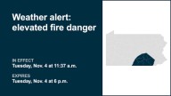 Weather alert for elevated fire danger in South Central Pa. until Tuesday evening