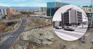 The brutalist building at 123 Speer Boulevard, Denver7’s former home, is gone