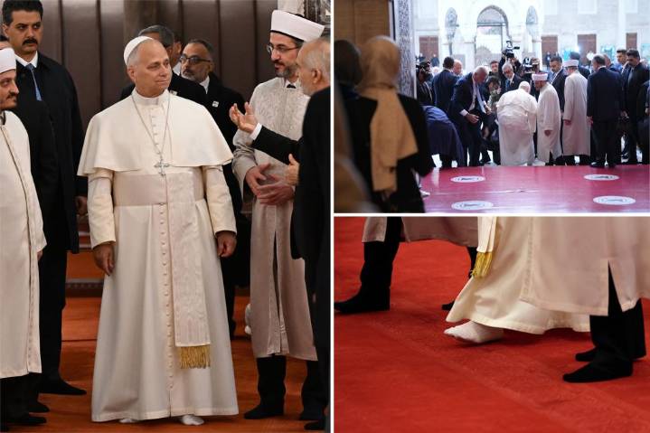Pope Leo visits Blue Mosque in Turkey, but refuses to join prayer