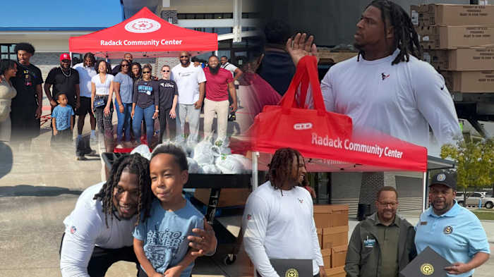 ‘Blessing to help people going through the struggle,’ Texans’ Tim Settle Jr. helps families at Thanksgiving event