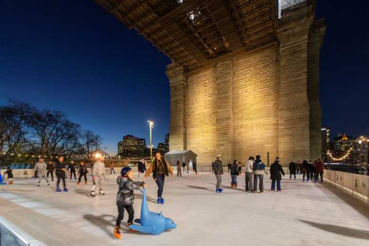Ice skating under the Brooklyn Bridge is back this month