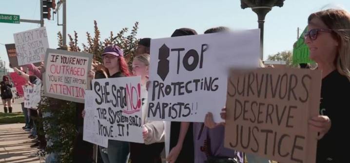 Protesters gather outside Payne County Courthouse to raise concern over rape case