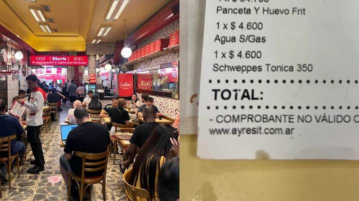 Fue a Güerrín, pidió una pizza con panceta y huevo frito y dos bebidas: mostró el ticket final
