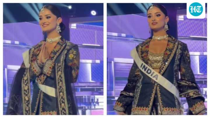 Manika Vishwakarma stuns in black lehenga with jacket at Miss Universe 2025