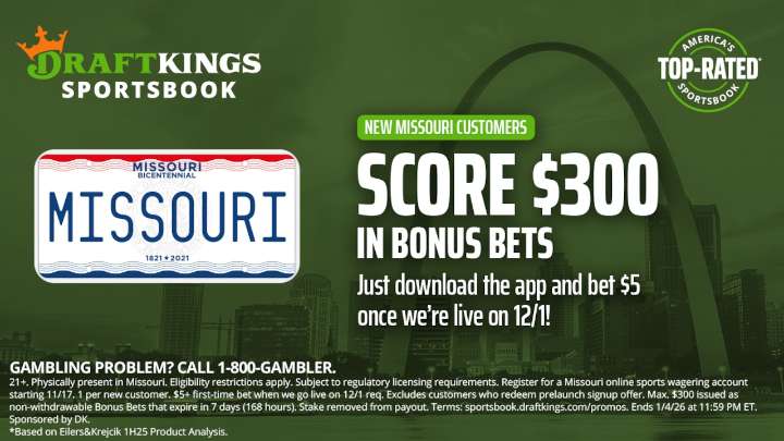 DraftKings Missouri $300 Sports Betting Pre-Launch Bonus updated for Thanksgiving Saturday