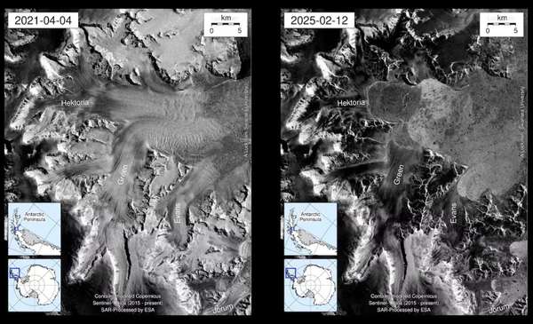 Colapsó un glaciar de la Antártida a gran velocidad: registró un récord