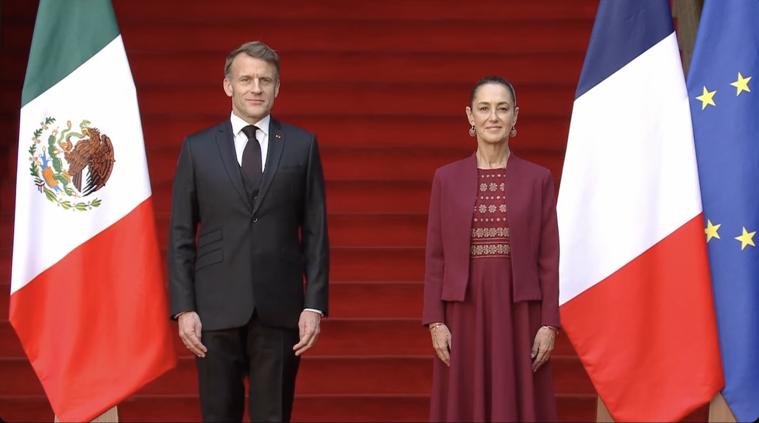 Sheinbaum recibe a Macron en Palacio Nacional