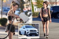 Jordon Hudson bares her abs in $100K Mercedes as Bill Belichick's UNC season ends