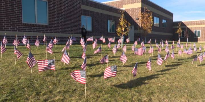 Mandan Middle School celebrates veterans with field of flags