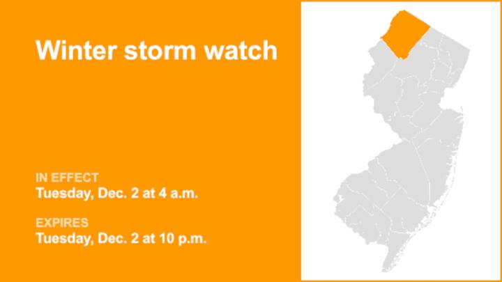Winter storm watch in place for Sussex County for Tuesday