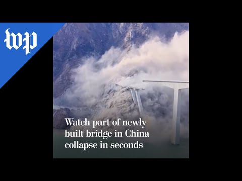 Watch part of newly built bridge in China crumble in seconds
