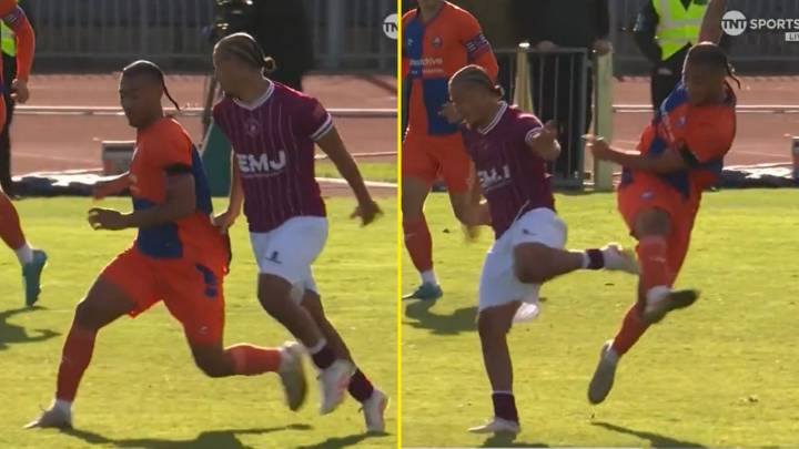 FA Cup grudge match descends into chaos as player aims wild kick at opponent