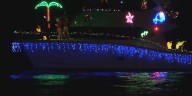 Savannah Riverwalk glows at lighted boat parade