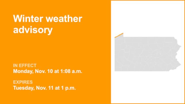 Update: Winter weather advisory issued for Northern Erie until Tuesday afternoon