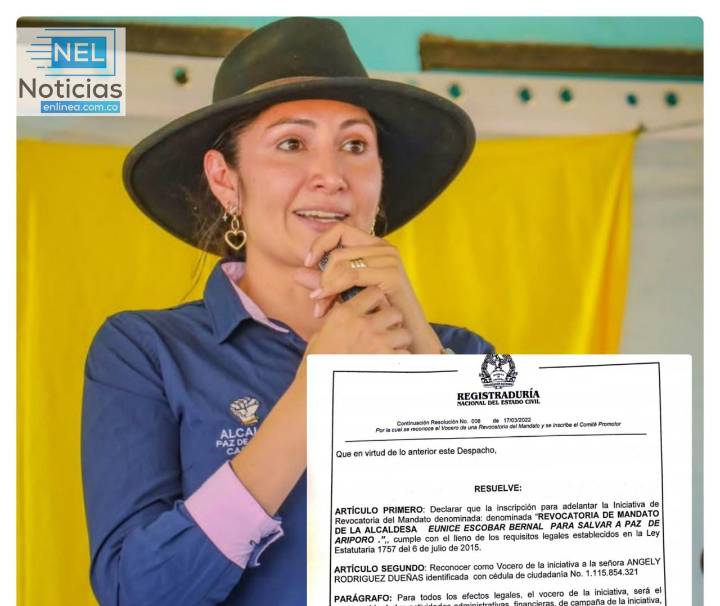 Fue avalada la inscripción de la revocatoria de mandato a la Alcaldesa de Paz de Ariporo