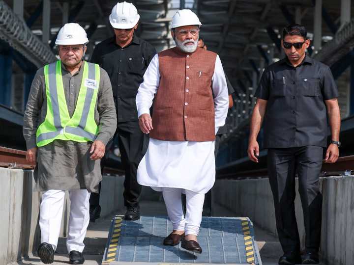 PM Modi visits under-construction Surat Bullet Train Station