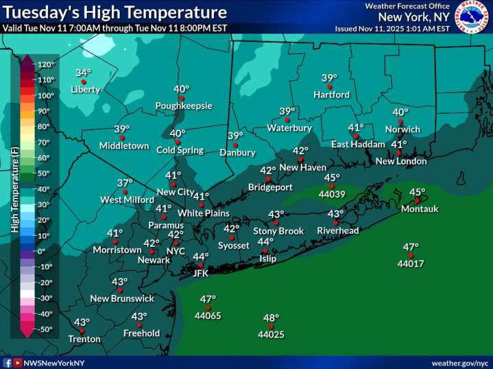 N.Y. weather: Cold, wind and snow flurries in the forecast for NYC