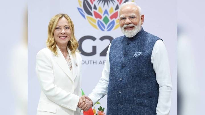 PM Modi with Giorgia Meloni Unveil India