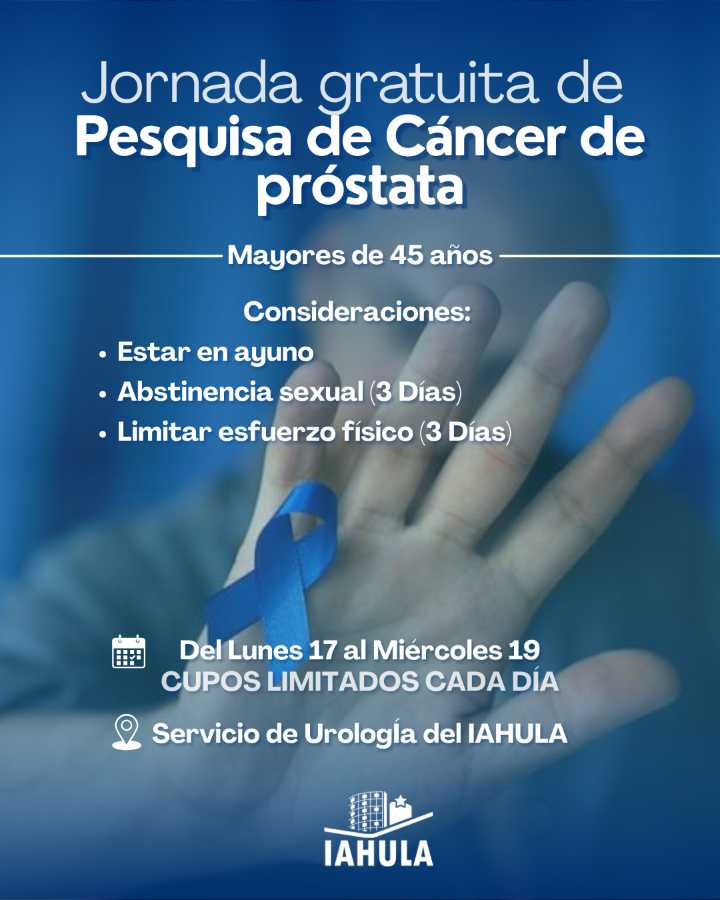 Iahula realizará jornada de despistaje de cáncer de próstata para hombres mayores de 45 años