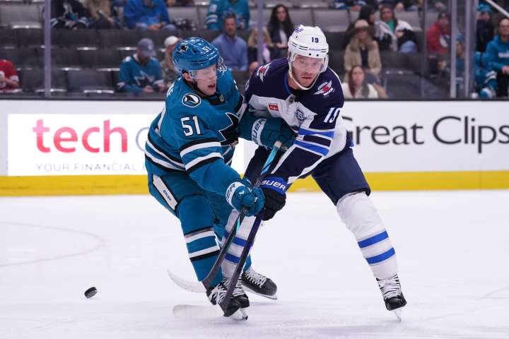 Macklin Celebrini continues scoring binge as Sharks top Jets - The Rink Live | Coverage of youth, junior, high school and college hockey