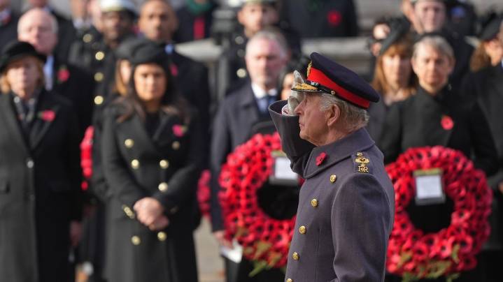 King Charles III leads Britain's Remembrance Sunday ceremony for war dead