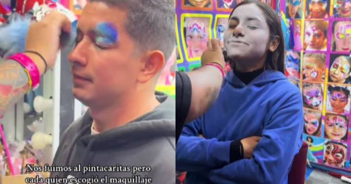 Pareja va a la feria, elige el pinta-caritas del otro y se vuelven virales