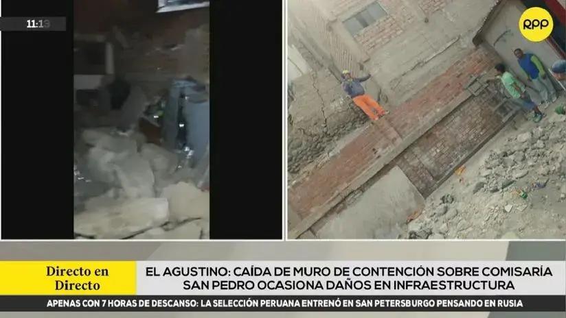 El Agustino: muro de contención cayó sobre un área de la comisaría de San Pedro