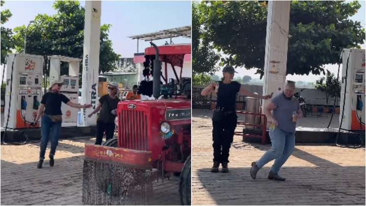 Foreign tourists' Chunari Chunari dance at Rajasthan petrol pump is a superhit video