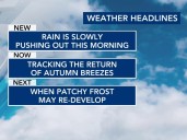 Autumn breezes, sunshine replace early morning rain showers Monday
