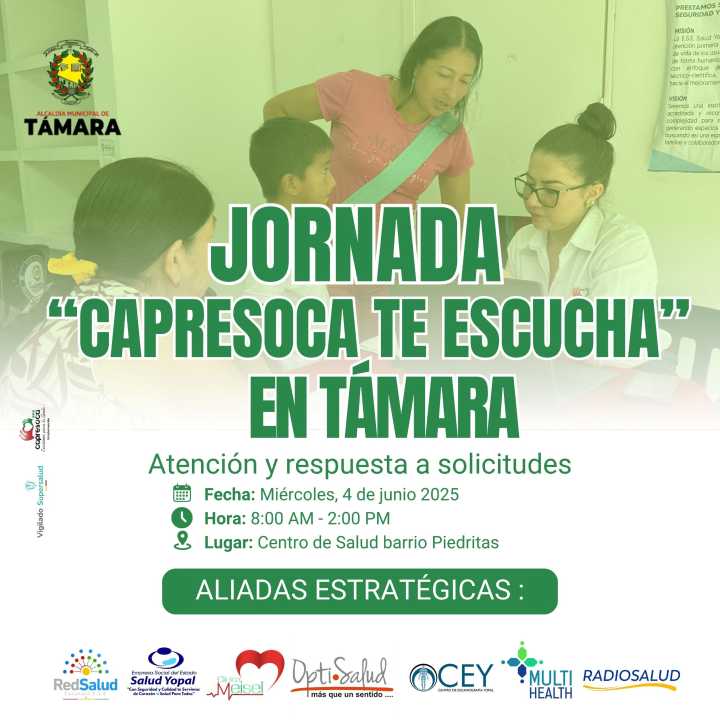 Este miércoles 4 de junio “Capresoca te escucha” llega a Támara
