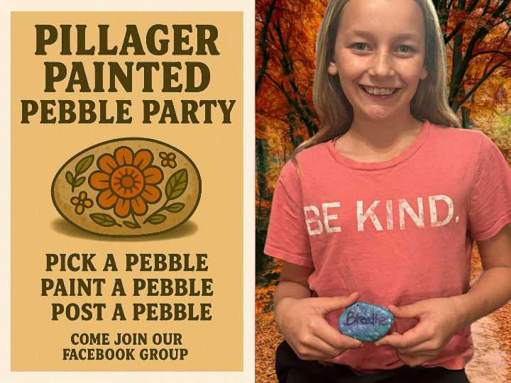Pillager Painted Pebble Party promotes positivity
