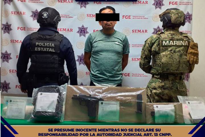 Policía Estatal de Colima y fuerzas federales detienen en Manzanillo a sujeto con droga y arma de fuego