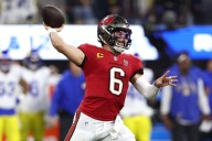 Buccaneers QB Baker Mayfield suffers sprained left shoulder in loss to Rams