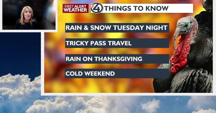 🚗🦃An early morning rain/snow mix will end before a quiet Wednesday for holiday travel