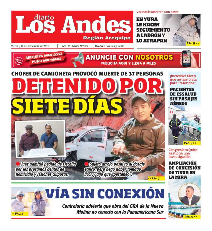 AREQUIPA: Diario Los Andes 14/11/2025