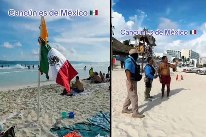 Denuncia que lo expulsaron de playa en Cancún por poner bandera de México